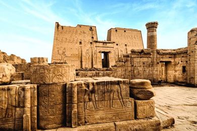 The temple of Edfu, dedicated to the falcon god, Horus