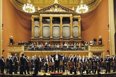 The Czech Philharmonic performing at the Rudolfinum concert hall in Prague, Czech Republic