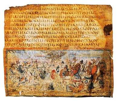 A Greek manuscript dating back to the 5th-6th century AD, representing an episode from Homer’s epic, The Iliad