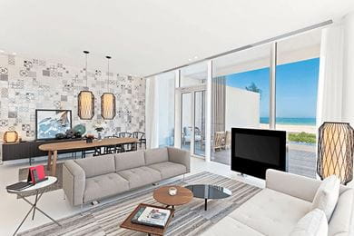 The living room in a Premium three-bedroom Villa at the resort