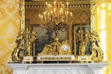 A gilt-bronze and white marble matched mantel clock garniture, French, circa 1860