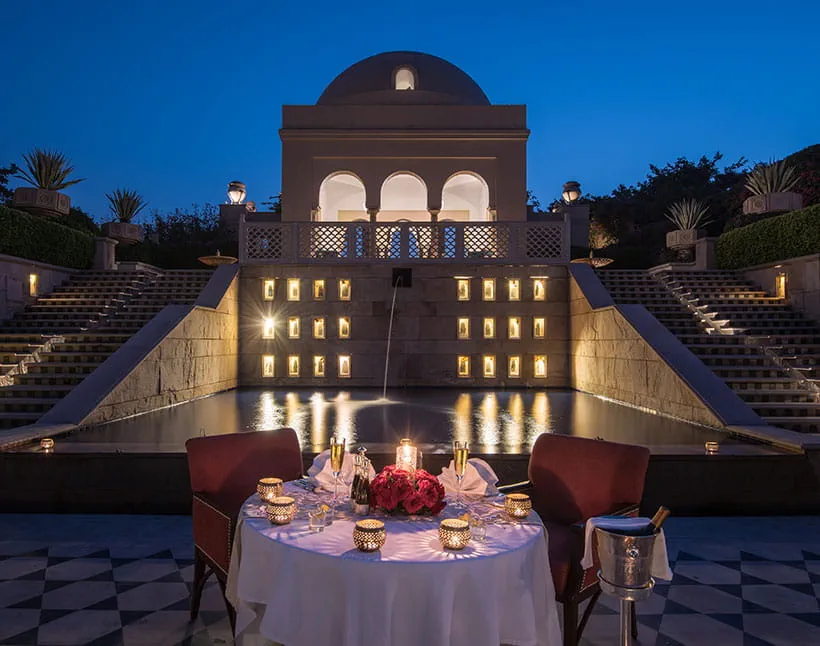 Heritage-rich corridors of The Oberoi Amarvilas, Agra - a 5-star resort near the Taj Mahal.