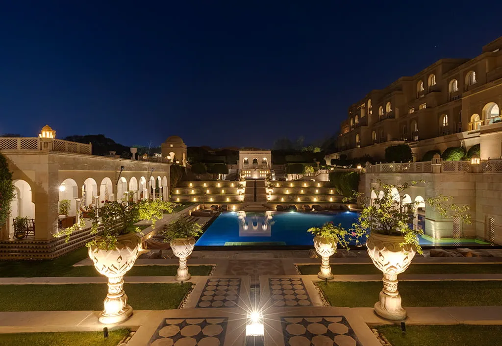 Pool area at The Oberoi Amarvilas, a 5-star hotel in Agra.