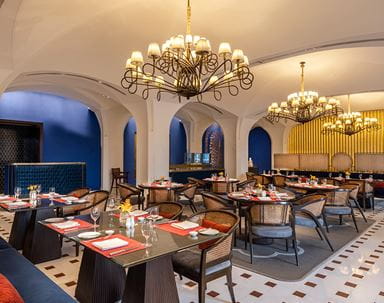 Bellevue restaurant at The Oberoi Amarvilas, Agra offering international fine dining.