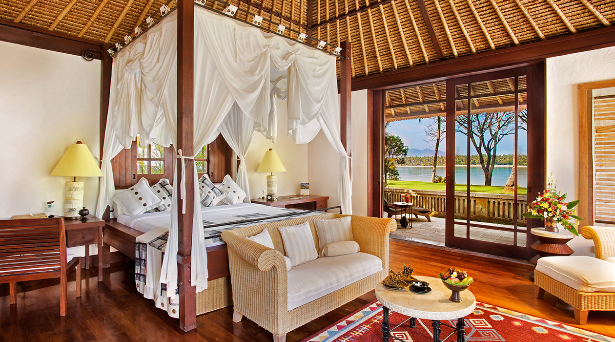 Ocean view villa terrace at The Oberoi Beach Resort Lombok