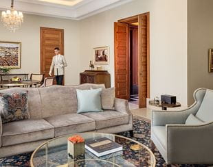 Living area inside presidential villa, Oberoi Marrakech