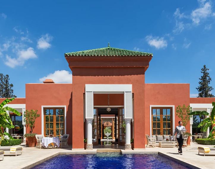 Royal villa courtyard with pool, The Oberoi Marrakech