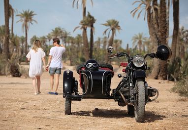 Vintage sidecar adventure near The Oberoi Marrakech resort