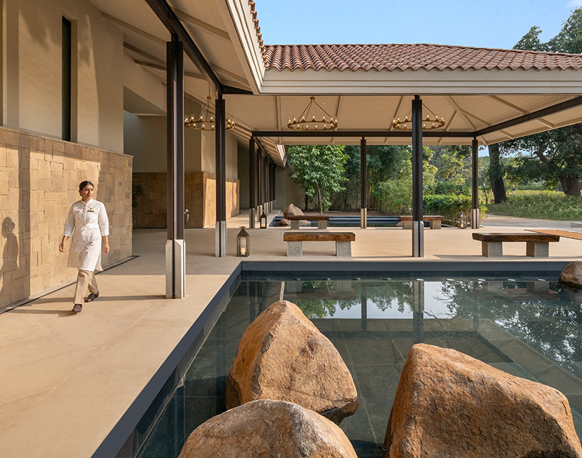 Reflection pools at The Lodge entrance