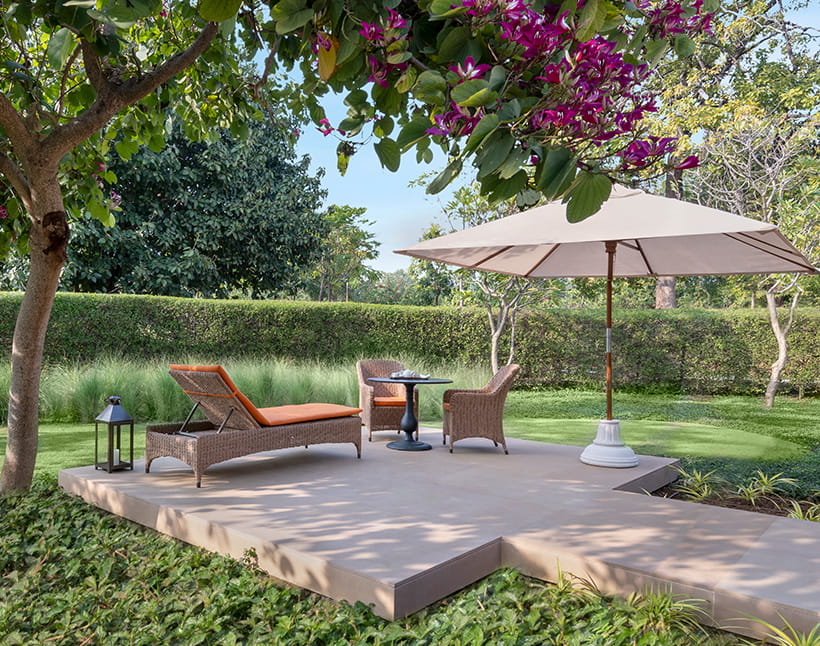 Private garden and deck in a Luxury Tent