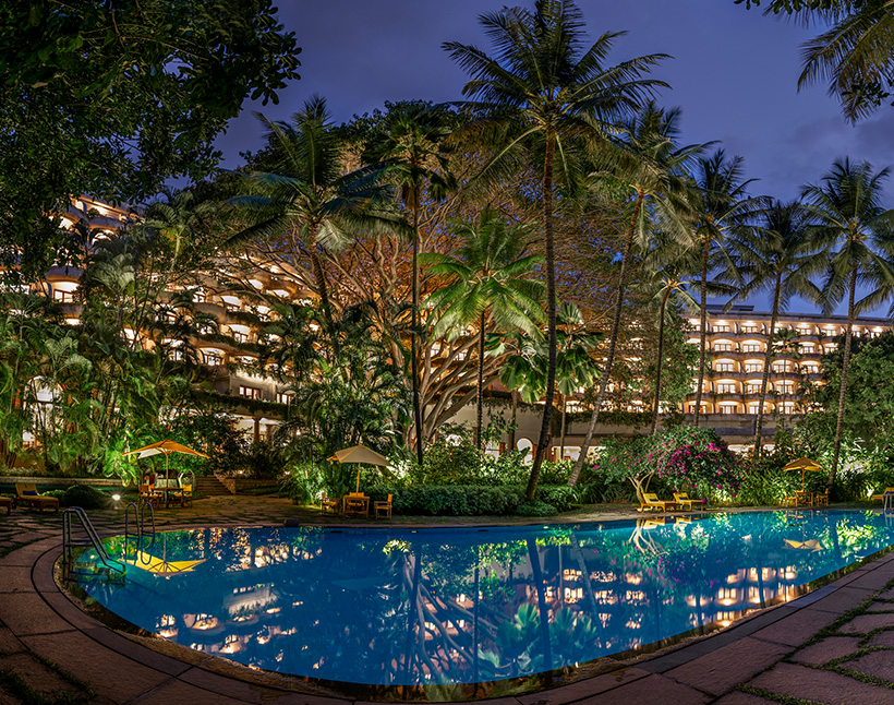 Poolside view at 5 star Hotel The Oberoi Bengaluru.