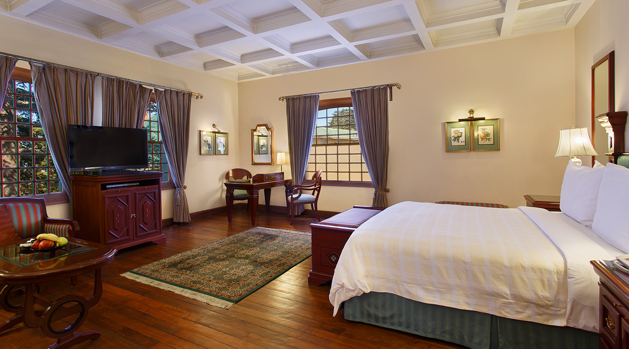 Luxurious hotel room with elegant furnishings at The Oberoi Cecil
