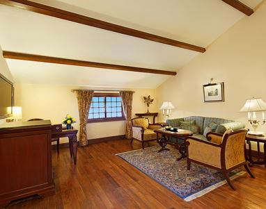 Elegant living room in luxury hotel, The Oberoi Cecil, Shimla