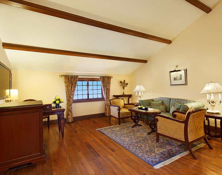 Elegant living room in luxury hotel, The Oberoi Cecil, Shimla
