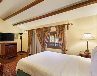 Elegant room with bed, TV, and window at The Oberoi Cecil