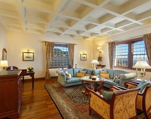 Elegant sitting area in luxury hotel, The Oberoi Cecil, Shimla