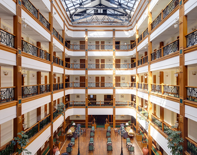 Atrium of The Oberoi Cecil in Shimla, luxury hotel interior