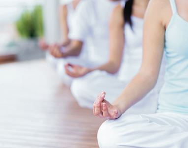 People meditating indoors at luxury 5-star hotel in Shimla