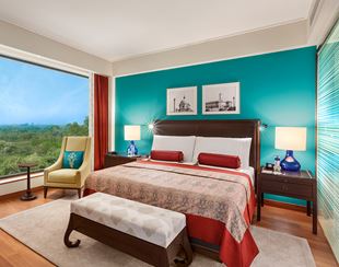 Elegant room at The Oberoi New Delhi with large window view