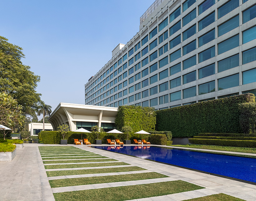 Interior view from gallery at The Oberoi New Delhi, 5 star hotel.