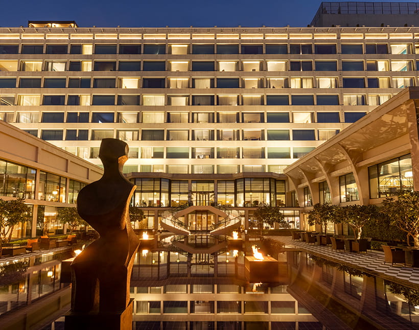 Interior view from gallery at The Oberoi New Delhi, 5 star hotel.