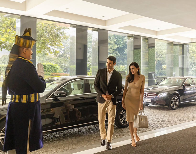 Interior view from gallery at The Oberoi New Delhi, 5 star hotel.