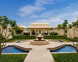 Fountain centerpiece at The Oberoi Sukhvilas, Siswan Forest Resort, 5-star luxury