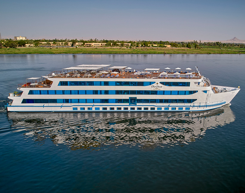 Aerial view of Nile Cruise Zahra sailing the Nile River