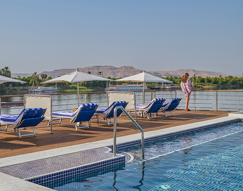 Scenic sunset view from Oberoi Zahra Nile Cruise deck