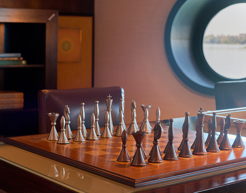 Panoramic lounge aboard Oberoi Zahra Luxury Nile Cruise