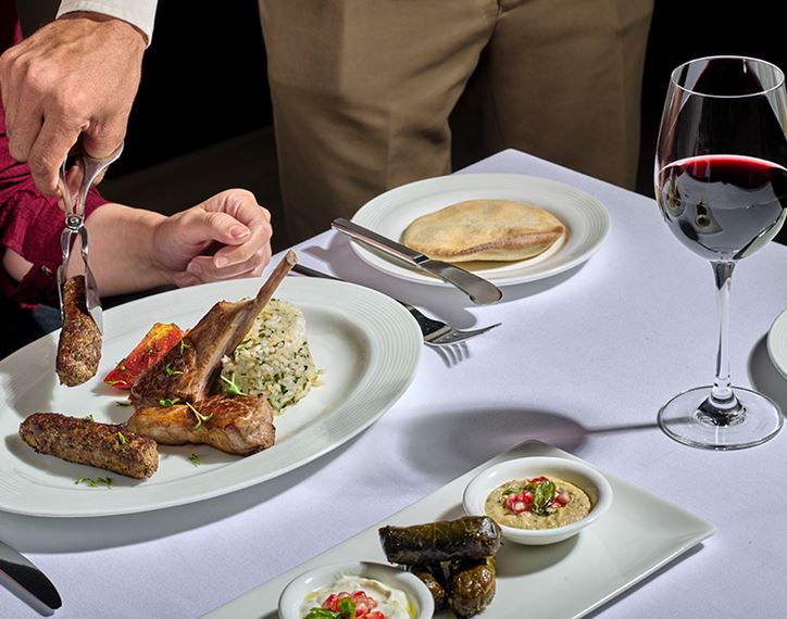 Poolside dining setup aboard luxury Nile cruise Zahra
