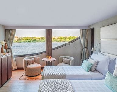 Master suite room on The Oberoi Zahra Nile Cruise