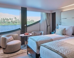 Two-bedroom suite with twin beds at Oberoi Zahra Nile Cruise