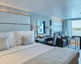 Luxury cabin interior at The Oberoi Zahra Nile Cruise