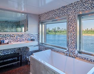 Spacious luxury suite aboard The Oberoi Zahra Nile Cruise