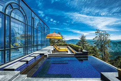 The Outdoor Infinity Whirlpool at Wildflower Hall Shimla in the Himalayas
