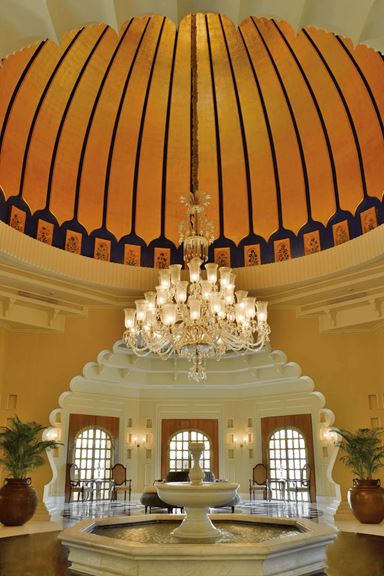 The lobby at The Oberoi Udaivilas, Udaipur