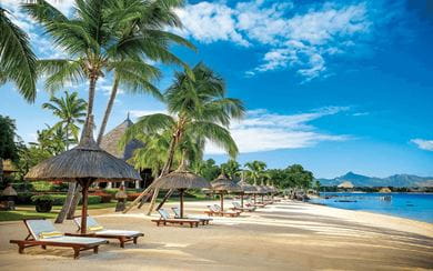 The main beach at The Oberoi Mauritius