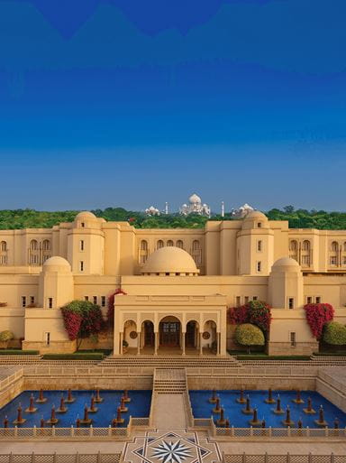 The Oberoi Amarvilas, Agra with the Taj Mahal in the background