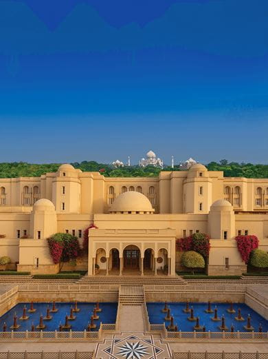 The Oberoi Amarvilas, Agra with the Taj Mahal in the background