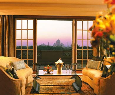 The view of the Taj Mahal from the Kohinoor Suite at The Oberoi Amarvilas, Agra