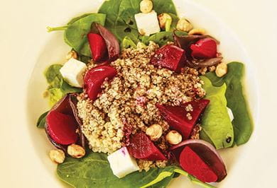 Beetroot & spelt wheat started at Isola restaurant