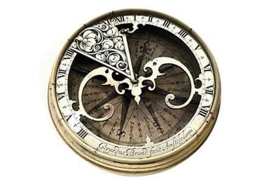 A Dutch silver compass in a turned ivory pocket case. Courtesy Sotheby’s and Hermitage Museum