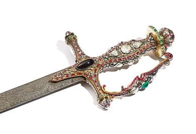 Ceremonial sword with jewelled gold hilt, ca. 1880-1900. Copyright,  Servette Overseas Ltd. Photo by Prudence Cuming Associates