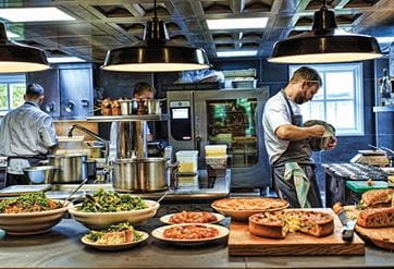 The show kitchen at the Drunken Duck is a sight to behold and the chefs put on a dramatic culinary show