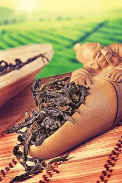 Dried and ready to use Da Hong Pao tea leaves