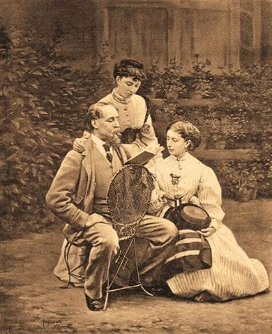 Charles Dickens with his two daughters