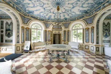 The interiors of Pagodenburg at Nymphenburg Palace, Germany, are covered with 2,000 exquisitely crafted Dutch Delft tiles