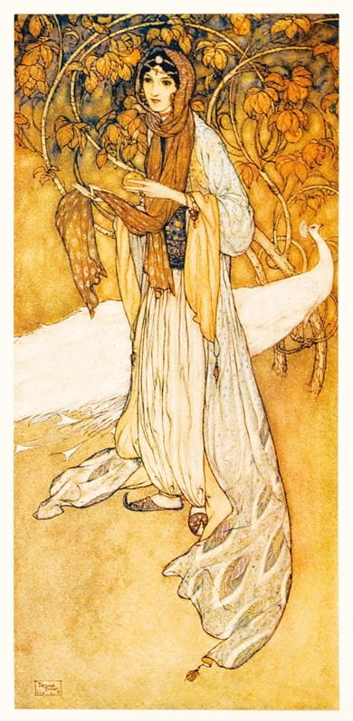 An illustration depicting Sheherezade, the storyteller in One Thousand and One Nights