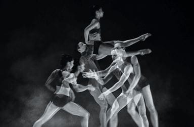 Atomos, a piece by Wayne McGregor, atomises bodies, movement, film, sound and light into miniature shards of intense sensation